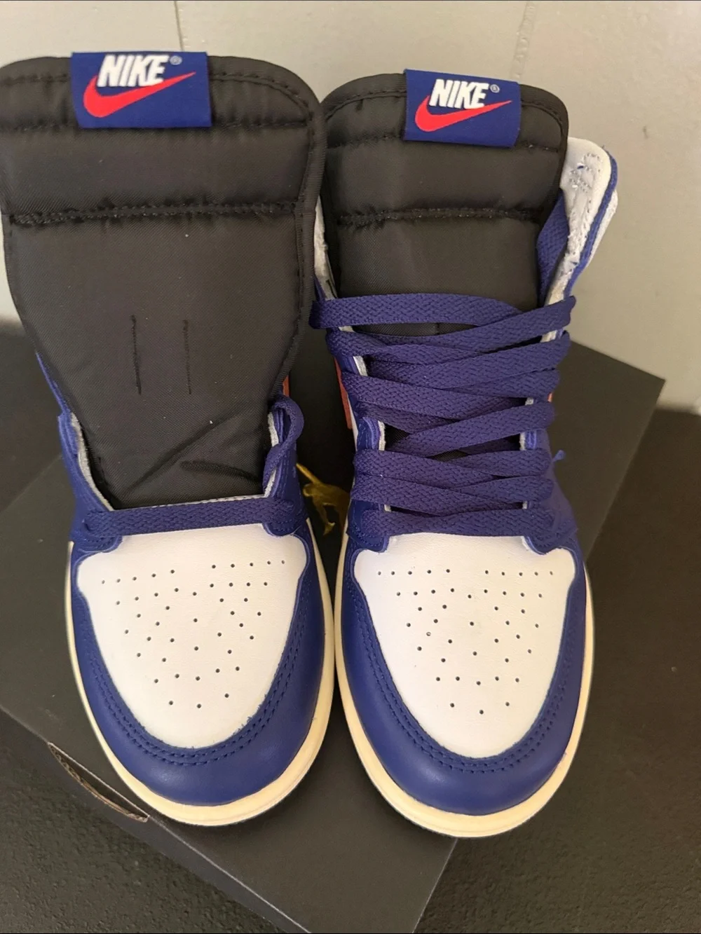 Nike Air Jordan 1 High - White, Deep Royal Blue & Black